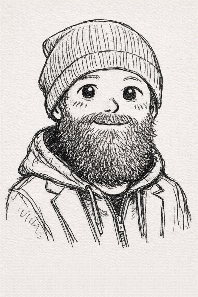 Quirky bearded man doodle in black and white.jpeg