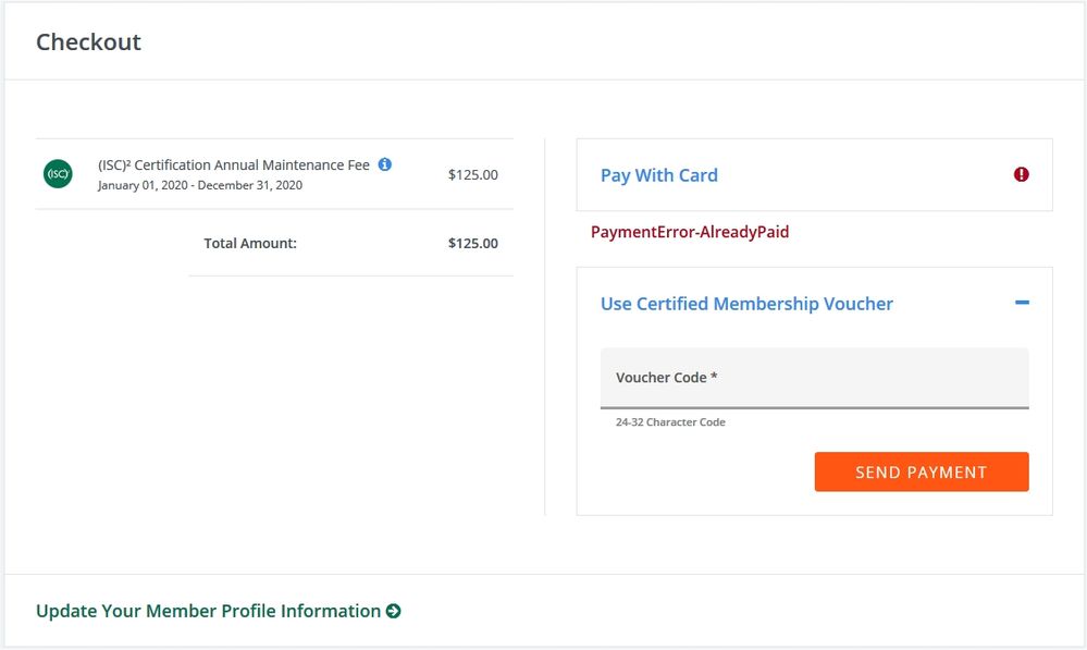 AMF Payment Error Message