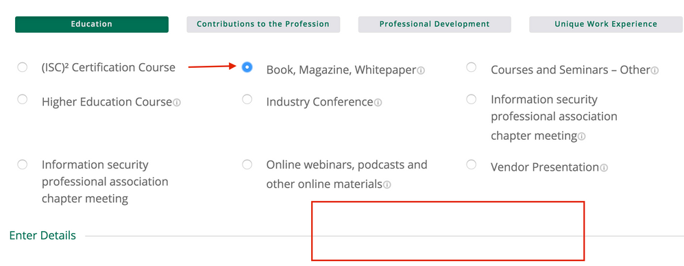 CANNOT Put CPE credit on Books Magazine and white paper.png
