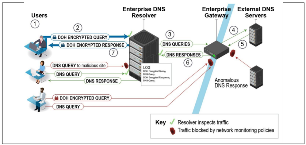 NSA recommended enterprise DNS architecture with DoH