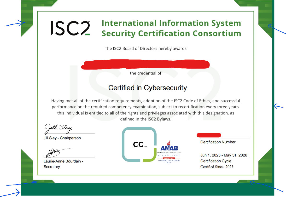 Solved: New ISC2 Digital Certificates Design And Borders - ISC2 Community